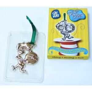 New Silver Plated Dr Suess Christmas Ornaments Cat In The Hat Thing 1 in Box